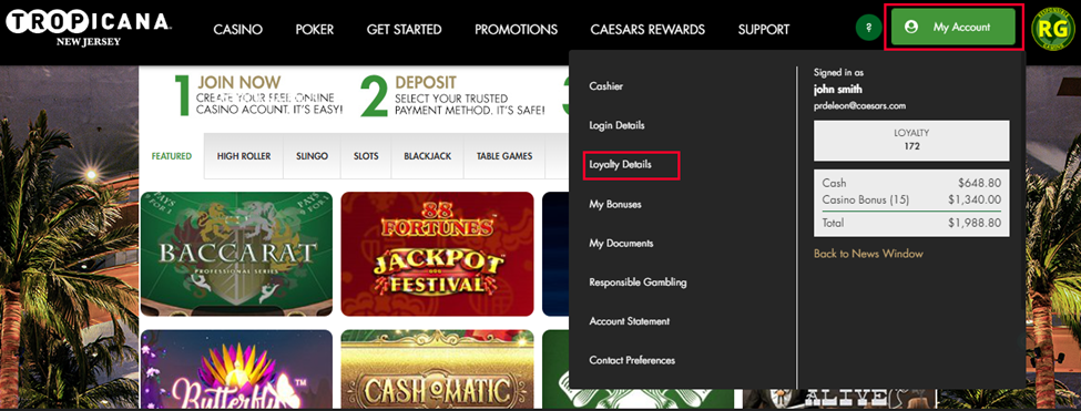 caesars casino online teir credits